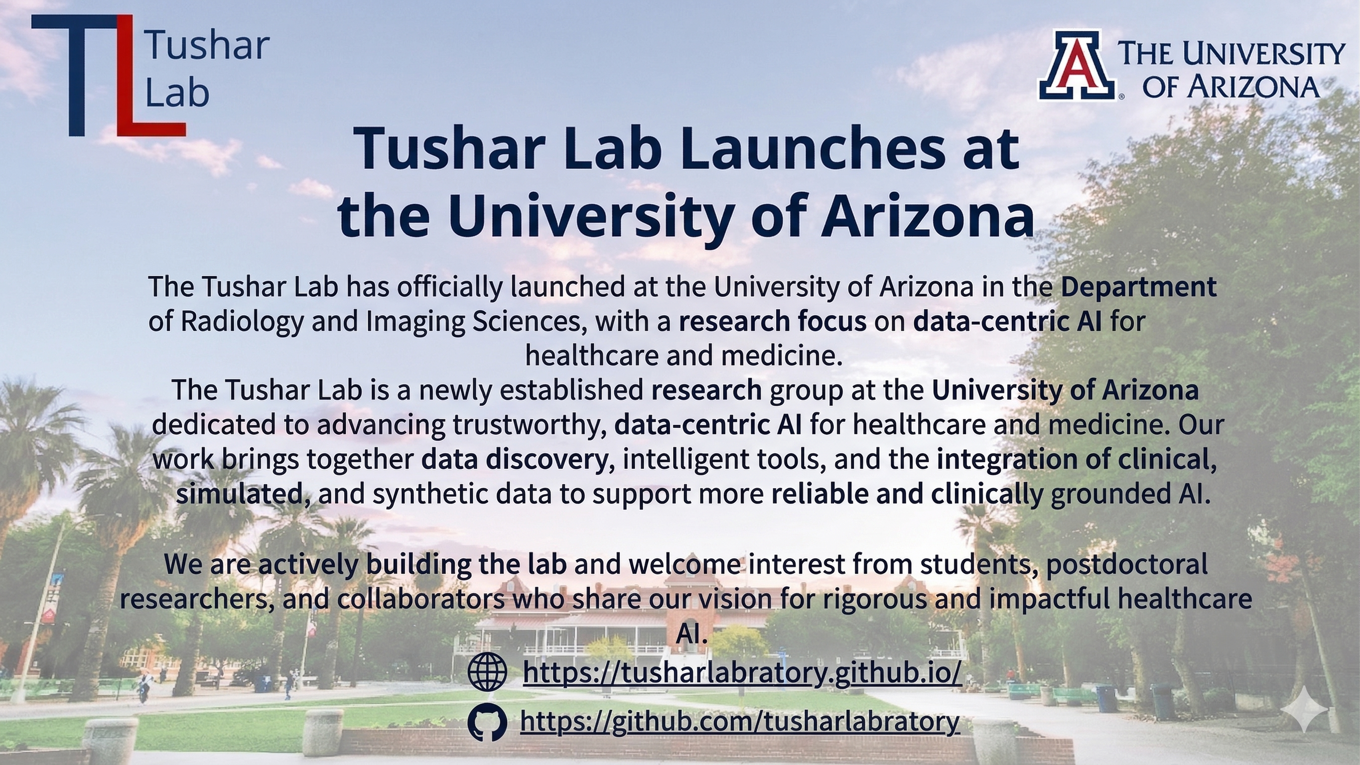 Tushar Lab Launches at the University of Arizona